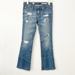 AG Adriano Goldschmied angel bootcut jeans ripped blue denim size 25 made in USA